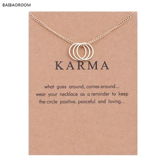 Jewelry - Gold Karma 3 Ring Necklace with Card